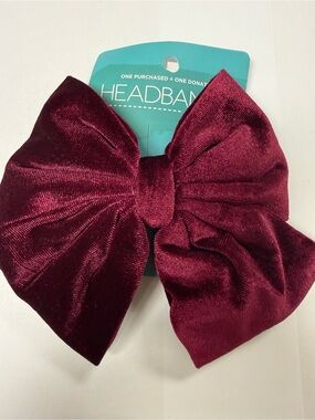 Velvet Bow Headband Clip in Burgundy for Women Headbands of Hope